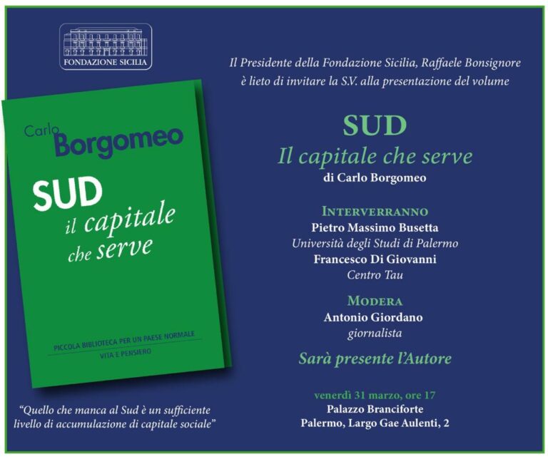 Il 31 marzo presentazione del libro “Sud. Il capitale che serve”
