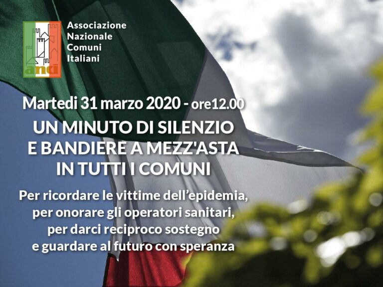 Domani alle 12 bandiere a mezz’asta e un minuto di silenzio per le vittime da coronavirus